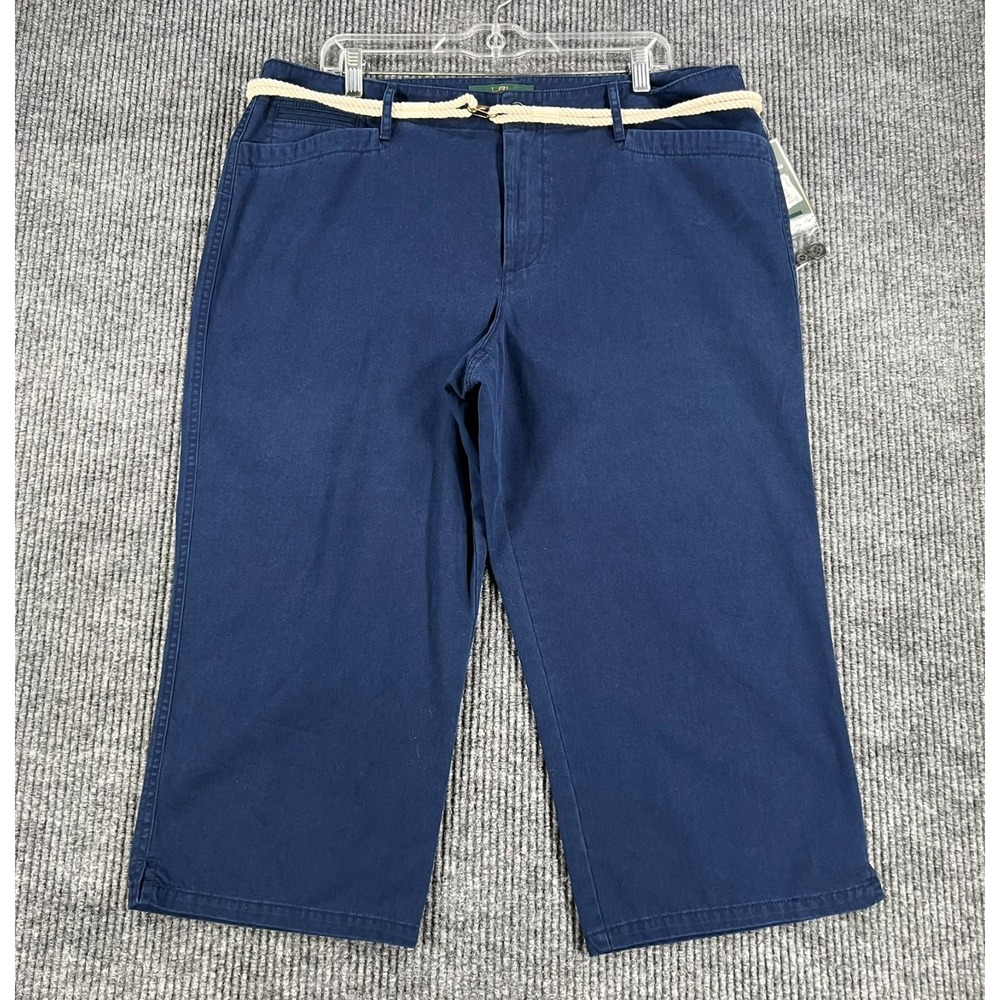 Lauren Ralph Lauren Pants Womens Size 16 Blue Nautical Rope Belt Capri New